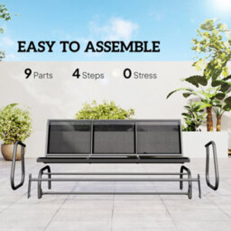 Outsunny 3-Seat Glider Rocking Chair For 3 People Garden Bench Black - thumbnail 5