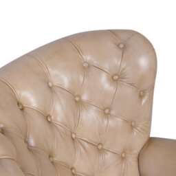 Elm Home And Garden Sherbourne Wingback Genuine Leather Armchair Cream 103Cm H X 84Cm W X 86Cm D - thumbnail 6