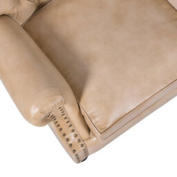 Elm Home And Garden Sherbourne Wingback Genuine Leather Armchair Cream 103Cm H X 84Cm W X 86Cm D - thumbnail 4