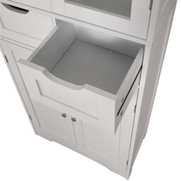 White Bathroom Wooden Free Standing 2 Drawers With 4 Doors Storage Cabinet Unit - thumbnail 4