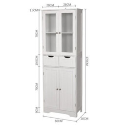 White Bathroom Wooden Free Standing 2 Drawers With 4 Doors Storage Cabinet Unit - thumbnail 2