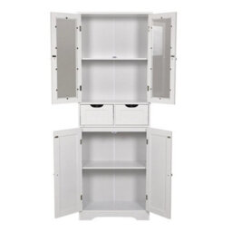 White Bathroom Wooden Free Standing 2 Drawers With 4 Doors Storage Cabinet Unit - thumbnail 3