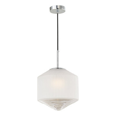 DAR Nisha 1 Light Pendant Polished Chrome And Frosted/clear Glass - image 1