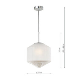 DAR Nisha 1 Light Pendant Polished Chrome And Frosted/clear Glass - thumbnail 4