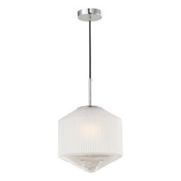 DAR Nisha 1 Light Pendant Polished Chrome And Frosted/clear Glass