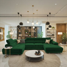 Torezio Bis U Shaped Corner Sofa Bed With Storage Chipboard Frame Polyurethane Foam Springs 346X203X70 90Cm Green Left - thumbnail 2
