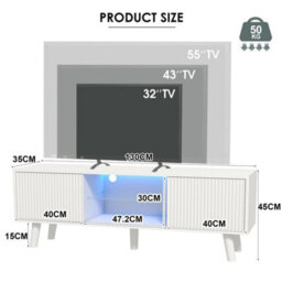 130Cm White Modern Tv Stand Cabinet Entertainment Led Cupboard Storage Shelf - thumbnail 3