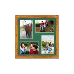 AK Frames 12X12 Rustic Oak Modern Multi Photo Frame With Emerald Mount - Holds 4 Apertures (4X) 6X4 Photos