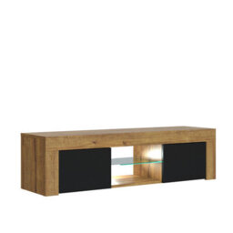 Tv Unit Loom 130Cm - Dark Oak & Black Matt Doors And Led Lights - thumbnail 7