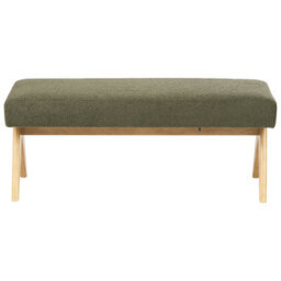 Wyld and Coco Asterra Boucle 2-Seater Sofa Set With Bench Green And Light Brown, Rubberwood Legs - thumbnail 9
