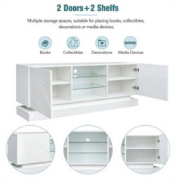 "Abrihome 160X60X38.5Cm High Gloss Tv Stand For 70"" Tvs, Modern Led Media Console With Storage, Sleek Entertainment Center Cabinet, White" - thumbnail 3