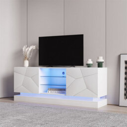 "Abrihome 160X60X38.5Cm High Gloss Tv Stand For 70"" Tvs, Modern Led Media Console With Storage, Sleek Entertainment Center Cabinet, White" - thumbnail 8
