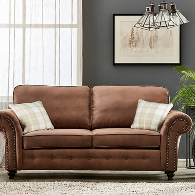 SquareBoxx Cedar Lounge Brown Sofa 3 Seater - image 1
