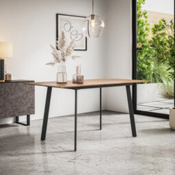 More4Homes Haydon Extending Dining Table Modern Oak Effect Table Top W Black Legs - thumbnail 1