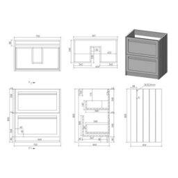 Royal Bathrooms Royal Bathroom Elmore 700mm Matt Pebble Grey Freestanding Bathroom Vanity Unit 2 Drawer Plain White Worktop With Qubix Basin - thumbnail 8