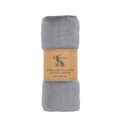 Gallery™ Silver Flannel Fleece Plain Throw (L) 180Cm X (W) 140Cm - image 1