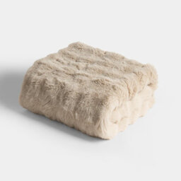 OHS Bubble Faux Fur Fleece Throw Super Soft Fluffy Blanket - Natural - thumbnail 1