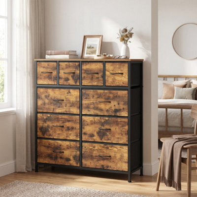 Ledrem Chest Of Drawers, 10 Fabric Drawers Storage Organiser, Steel Frame, 98.7 X 30 X 96.2 Cm, Tan - image 1