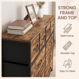 Ledrem Chest Of Drawers, 10 Fabric Drawers Storage Organiser, Steel Frame, 98.7 X 30 X 96.2 Cm, Tan - thumbnail 6