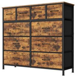 Ledrem Chest Of Drawers, 10 Fabric Drawers Storage Organiser, Steel Frame, 98.7 X 30 X 96.2 Cm, Tan - thumbnail 3