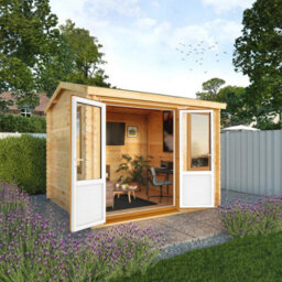 Waltons 3M X 3M Home Office Wooden Log Cabin 44mm Upvc Windows And Doors - Oak - thumbnail 2
