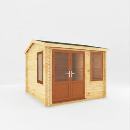 Waltons 3M X 3M Home Office Wooden Log Cabin 44mm Upvc Windows And Doors - Oak