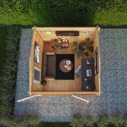 Waltons 3M X 3M Home Office Wooden Log Cabin 44mm Upvc Windows And Doors - Oak - thumbnail 3