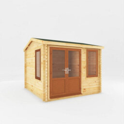 Waltons 3M X 3M Home Office Wooden Log Cabin 44mm Upvc Windows And Doors - Oak - thumbnail 7
