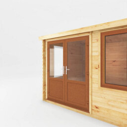 Waltons 3M X 3M Home Office Wooden Log Cabin 44mm Upvc Windows And Doors - Oak - thumbnail 9