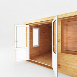 Waltons 3M X 3M Home Office Wooden Log Cabin 44mm Upvc Windows And Doors - Oak - thumbnail 8