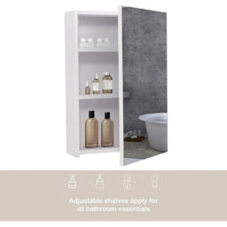 30X50X12.5 Cm Single Door Mirrored Bathroom Cabinet Storage Cupboard With Adjustable - thumbnail 6