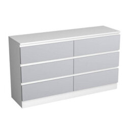 Urbn-Living Urbnliving 120Cm Width White Wooden Chest Of Grey 6 Drawers Bedroom Furniture Storage Bedside Table Modern Cabinet - thumbnail 5