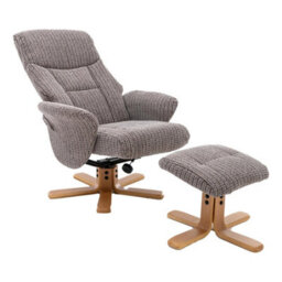 Morris Living The Giza - Fabric Swivel Recliner Chair & Matching Footstool In Latte - thumbnail 2