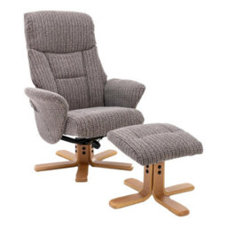 Morris Living The Giza - Fabric Swivel Recliner Chair & Matching Footstool In Latte