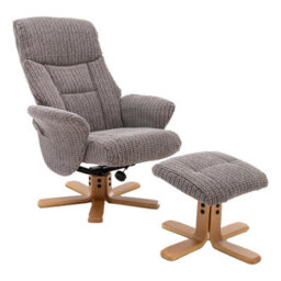 Morris Living The Giza - Fabric Swivel Recliner Chair & Matching Footstool In Latte - thumbnail 5