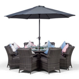 That's Furniture Arizona Round 8 Seater Rattan Dining Set With Ice Bucket Drinks Cooler - Grey - thumbnail 2
