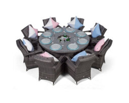 That's Furniture Arizona Round 8 Seater Rattan Dining Set With Ice Bucket Drinks Cooler - Grey - thumbnail 3