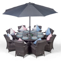 That's Furniture Arizona Round 8 Seater Rattan Dining Set With Ice Bucket Drinks Cooler - Grey - thumbnail 1