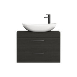Royal Bathrooms Turin 600mm Wall Mounted Bathroom Vanity Unit With Sink 2 Drawer Hale Black & Cesar Countertop Basin - thumbnail 5