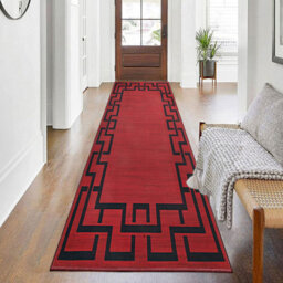 Ameha Stylish Kitchen Hallway Large Runner Non Slip Rugs Soft Carpet Printed Rug Red Greek Key/meander Pattern , (Lexi 80X300 Cm) - thumbnail 2