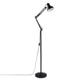 Thehotsale 40W Modern Adjustable Black Metal E27 Socket Floor Lamp With Rotatable Arm And Lamp Head, 190Cmh - thumbnail 3