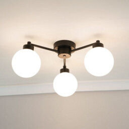 Valuelights Jonah 3 Way Matt Black Ceiling Light Fitting With Globe Shades For Living Room Hallway - thumbnail 1