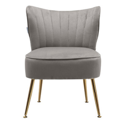 Thehotsale Grey Velvet Modern Armless Wingback Accent Chair Leisure Upholstered Sofa Chair  With Gold Legs - image 1