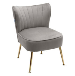 Thehotsale Grey Velvet Modern Armless Wingback Accent Chair Leisure Upholstered Sofa Chair  With Gold Legs - thumbnail 2