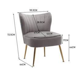 Thehotsale Grey Velvet Modern Armless Wingback Accent Chair Leisure Upholstered Sofa Chair  With Gold Legs - thumbnail 5