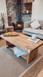 L120Xw40Cm Lorie Chunky Live / Waney Edge Coffee Table With Shelf - thumbnail 3