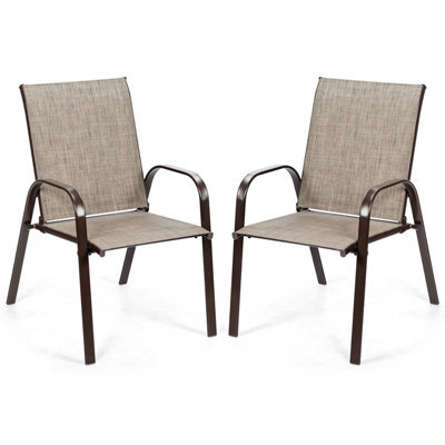 Costway Set Of 2 Patio Chairs Portable High Back Garden Camping Dining Chairs W/ Armrest - image 1