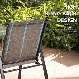 Costway Set Of 2 Patio Chairs Portable High Back Garden Camping Dining Chairs W/ Armrest - thumbnail 5