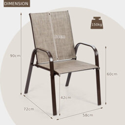 Costway Set Of 2 Patio Chairs Portable High Back Garden Camping Dining Chairs W/ Armrest - thumbnail 2