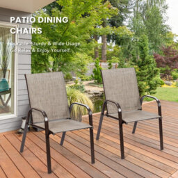 Costway Set Of 2 Patio Chairs Portable High Back Garden Camping Dining Chairs W/ Armrest - thumbnail 3
